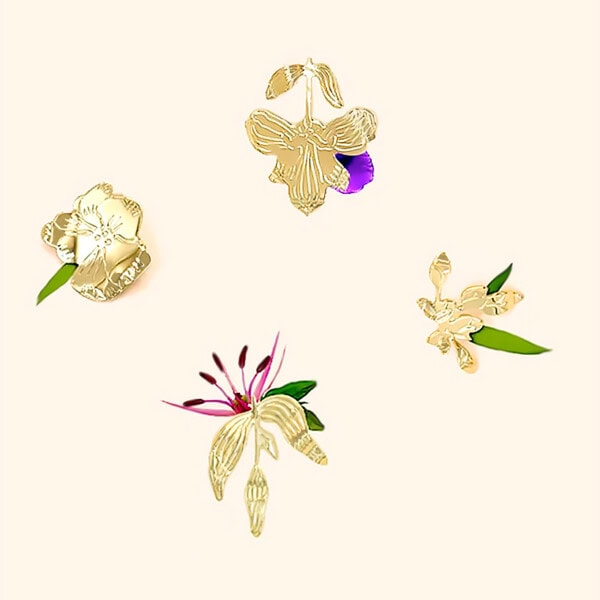 Collections de boucles d'oreilles fantaisie fleurs