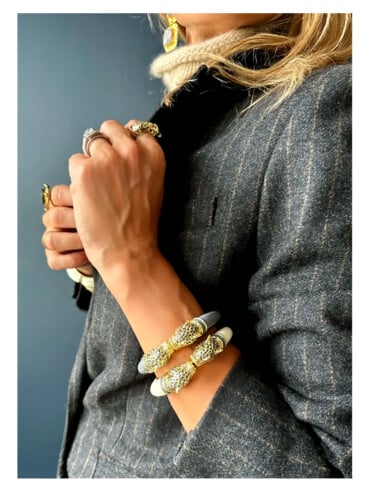 Jonc panthère laque grise Philippa