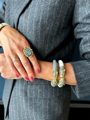 Jonc panthère laque grise Philippa