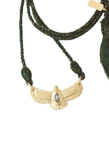 Collier Aigle royal Labradorite cordon Vert Bocage