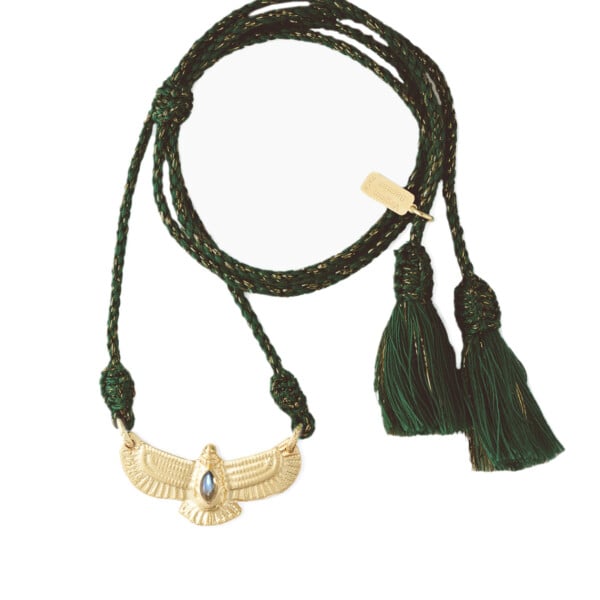 Collier aigle cordon labradorite vert bocage