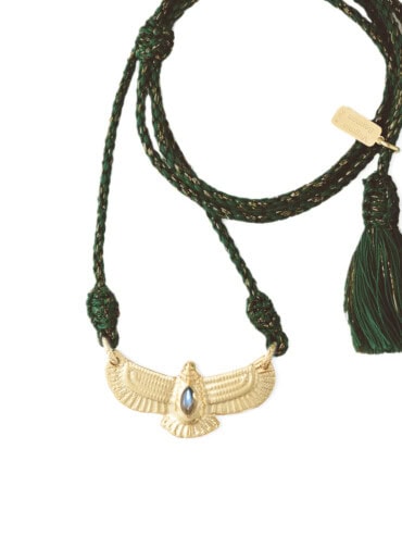 Collier aigle cordon labradorite vert bocage