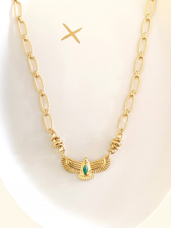 Collier aigle doré amazonite