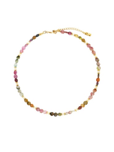 Collier confettis tourmalines et perles
