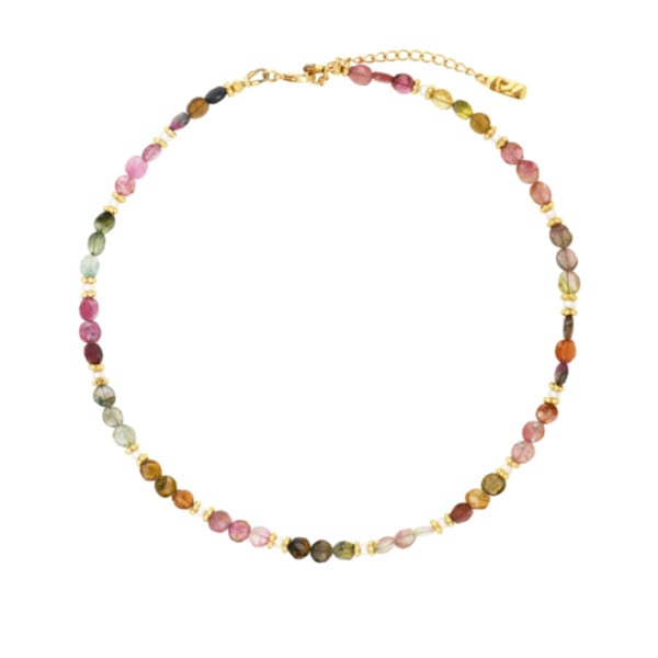 Collier confettis tourmalines et perles