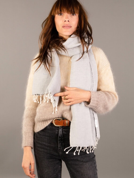 grande écharpe gris perle krama femme