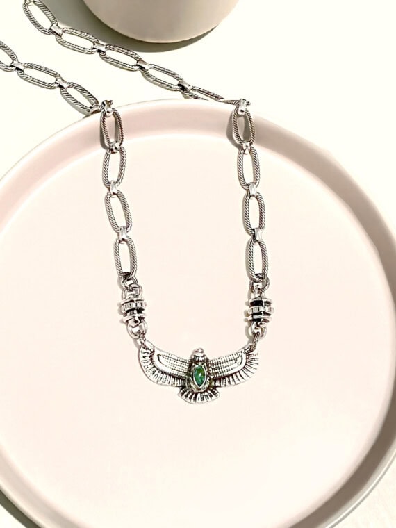 Collier aquila argent jaspe africaine