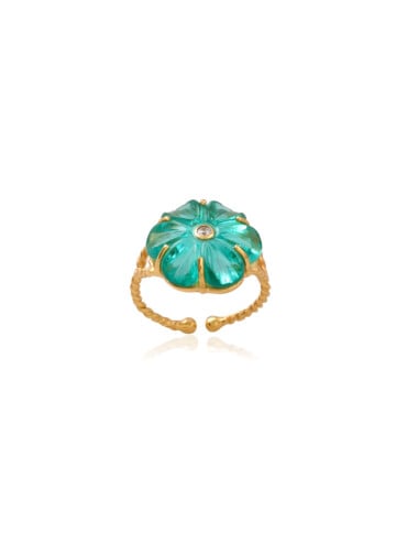 Bague fleur iris cristal vert apatite