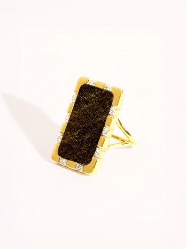 Bague Bianca Obsidienne dorée