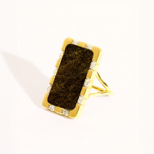 Bague bianca obsidienne doree