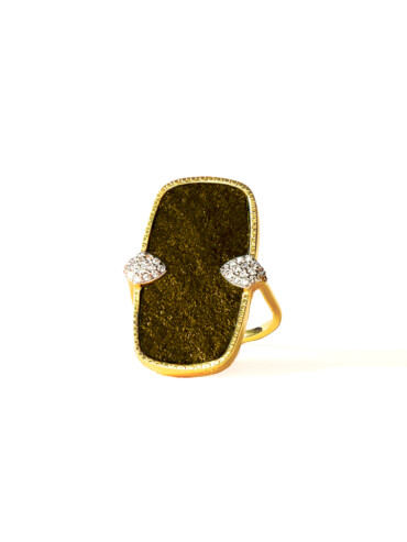Bague sangha obsidienne doree