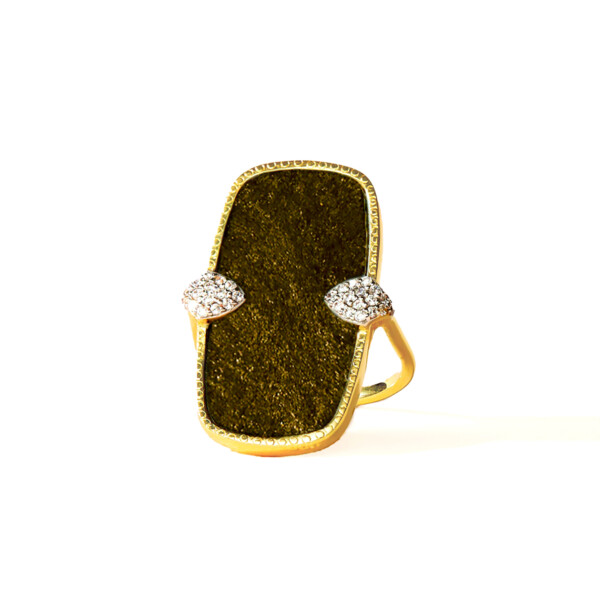 Bague sangha obsidienne doree