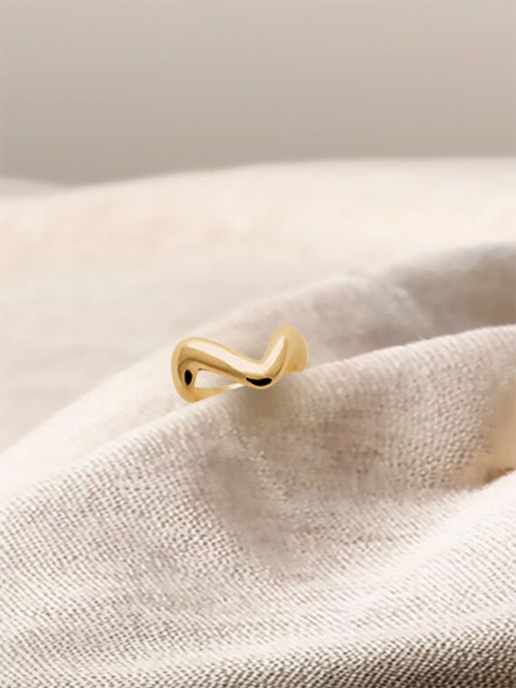 Bague fantaisie UHAINA en forme de vague - plaqué or de qualité