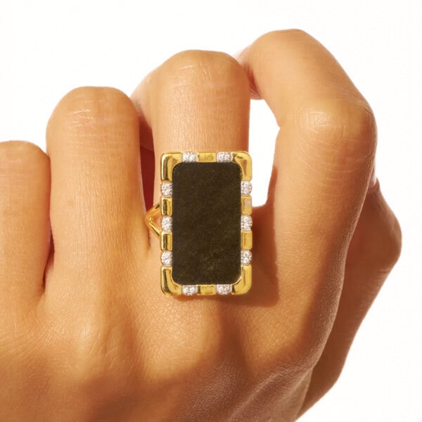 Bague Bianca obsidienne doree femme