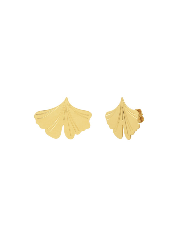 Boucles d'oreilles feuilles Ginkgo sunlight Puces d'oreilles