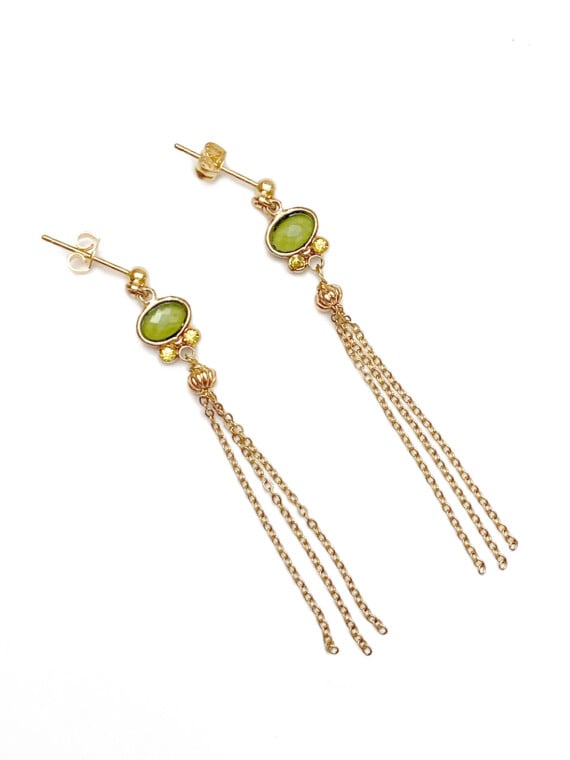Boucles d'oreilles pendantes marianna vert tilleul