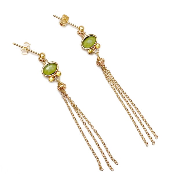 Boucles d'oreilles pendantes marianna vert tilleul