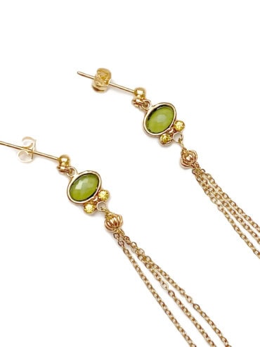 Boucles d'oreilles pendantes marianna vert tilleul