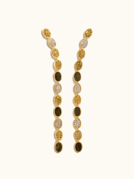 Boucles d'oreilles Sinaï obsidienne doree