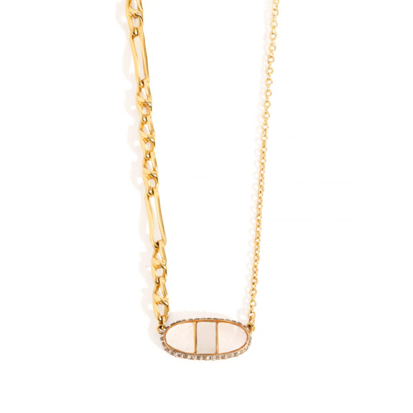 Collier nacre bmanche pierre naturelle femme