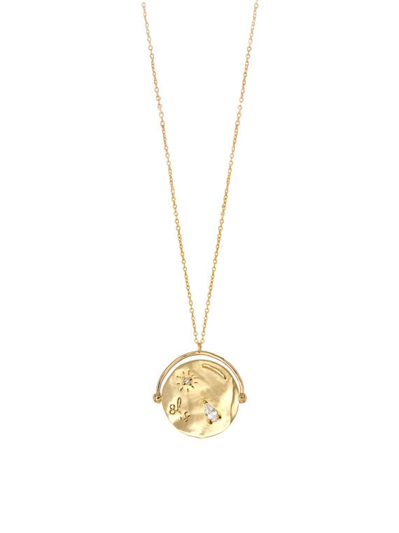 Collier long sautoir médaille bliss bonheur femme