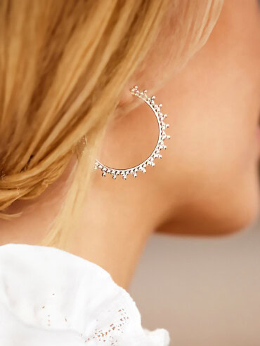Créoles argent helios - boucles d'oreilles femme