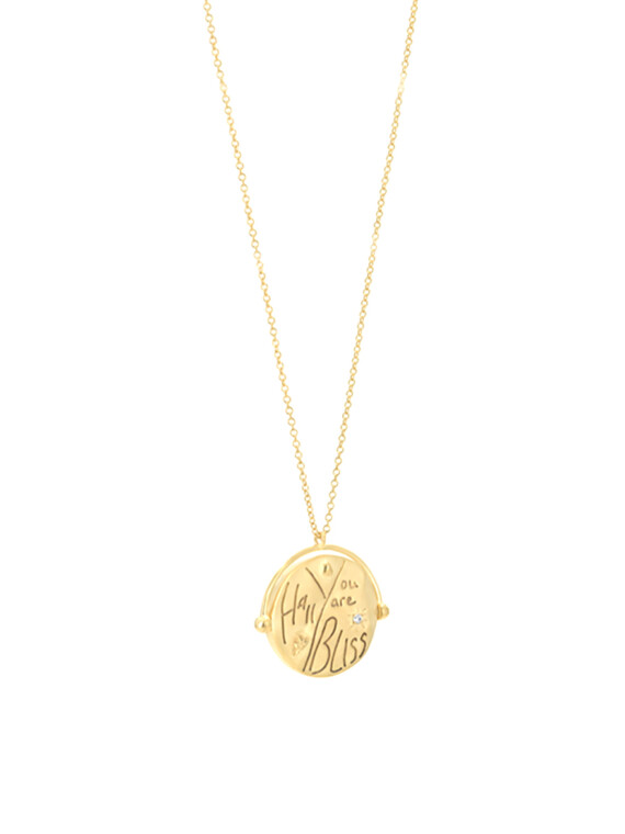 Collier long sautoir médaille bliss bonheur femme