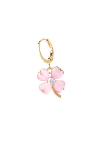 boucle d'oreille trèfle rose serenity calcedoine rose