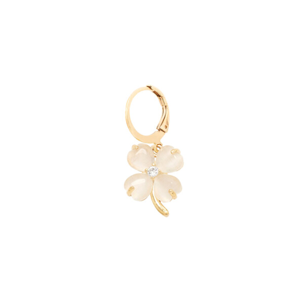 boucle d'oreille trèfle blanc serenity calcedoine blanche