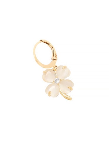 boucle d'oreille trèfle blanc serenity calcedoine blanche - zoom