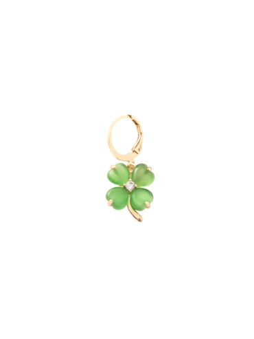 boucle d'oreille trèfle vert serenity calcedoine verte