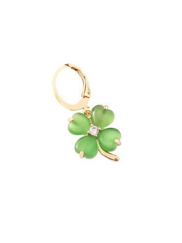 boucle d'oreille trèfle vert serenity calcedoine verte - zoom