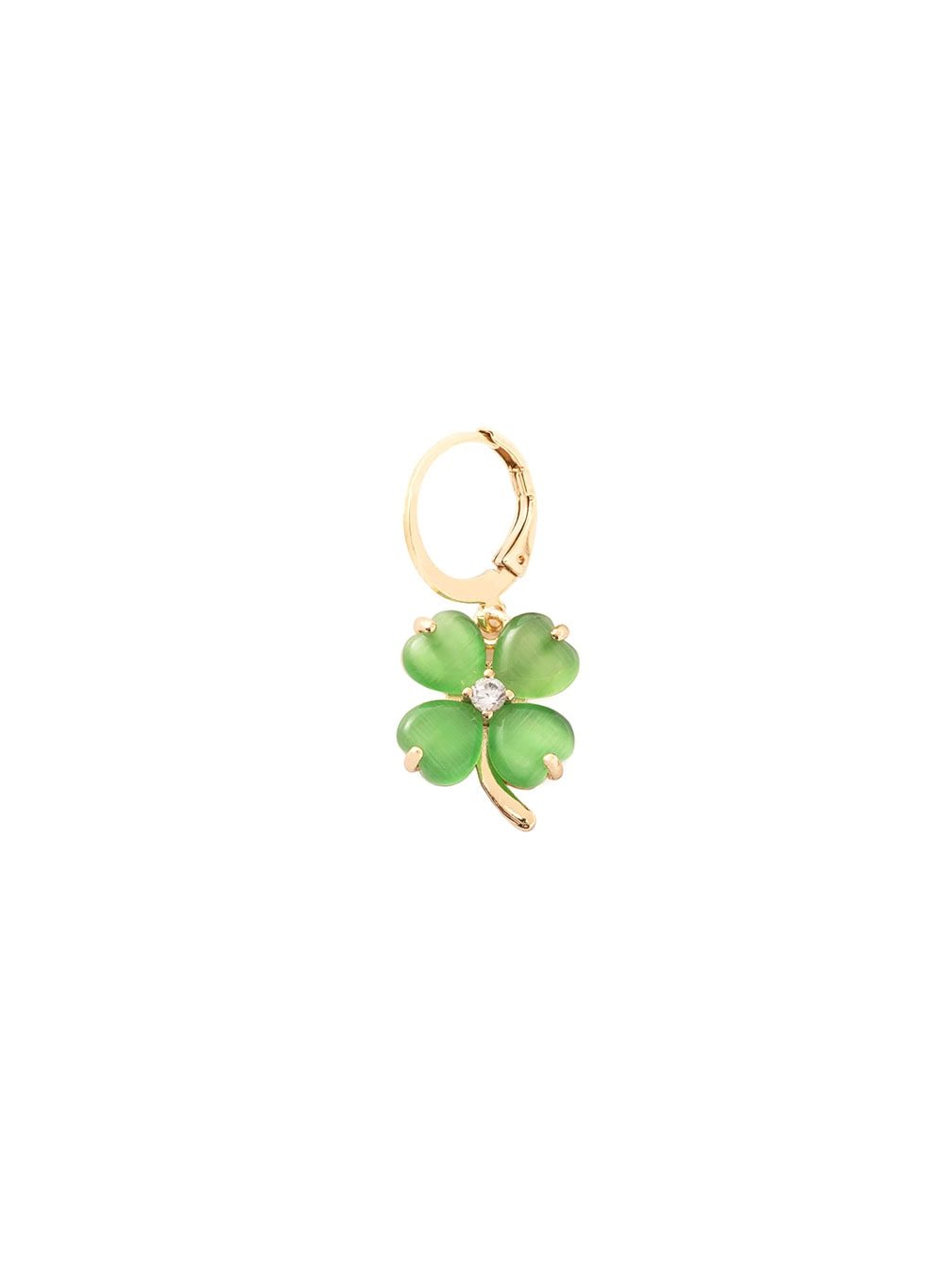 boucle d'oreille trèfle vert serenity calcedoine verte
