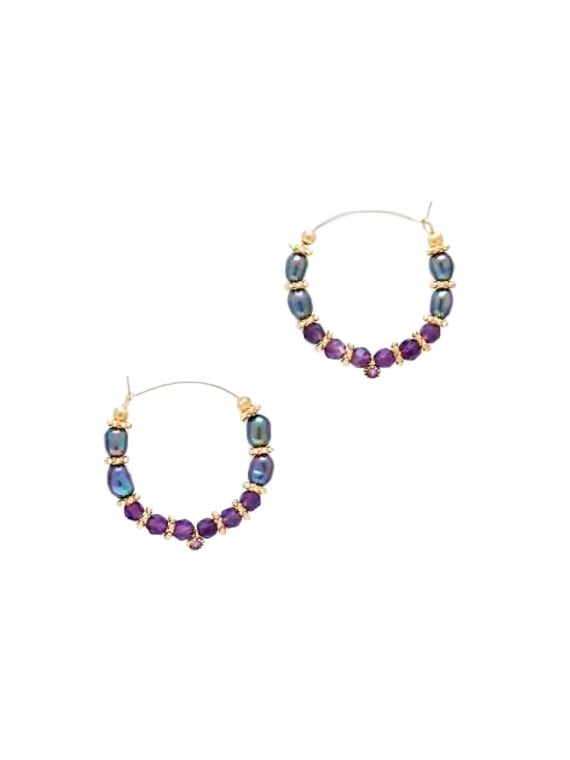 Créoles perles tahiti amethyste tavana