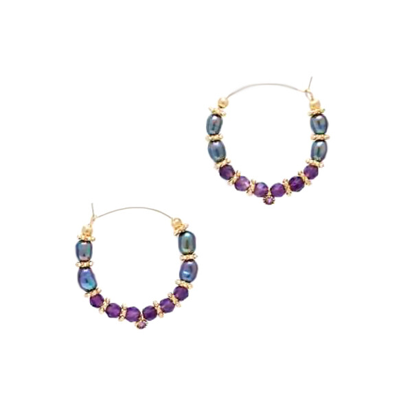 Créoles perles tahiti amethyste tavana