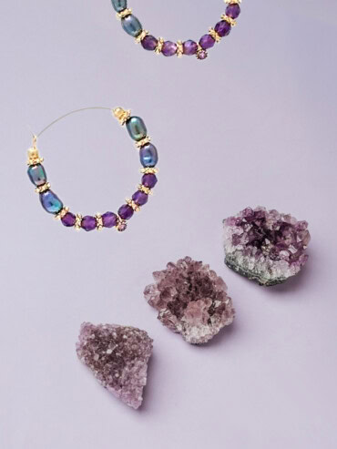 Créoles perles tahiti amethyste tavana