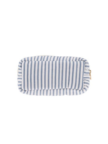 Petite Pochette Sam en coton rayures bleues