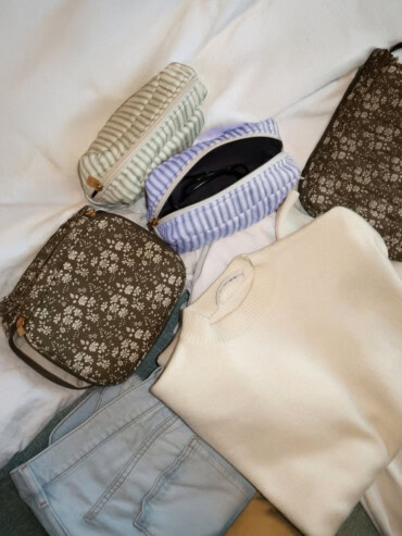 Pochette Sam en coton rayures bleues