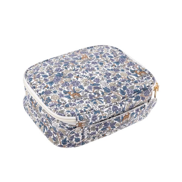 pochette à bijoux en tissu liberty bleu forêt