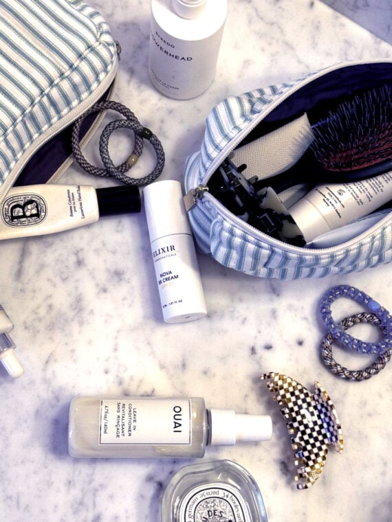 Sam trousse pochette de maquillage rayures bleues