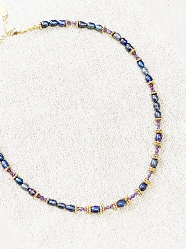 Collier perles tahiti amethyste tavana