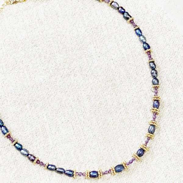 Collier perles tahiti amethyste tavana