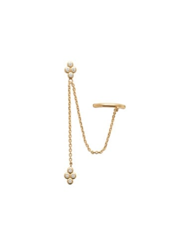 boucle d'oreille à l'unité Biarritz. Mono boucle pendante fleur en plaqué or.