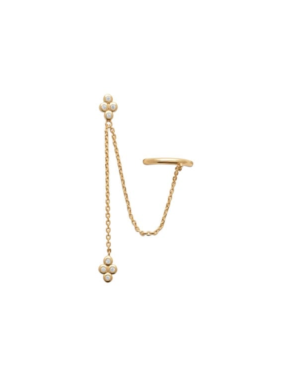 boucle d'oreille à l'unité Biarritz. Mono boucle pendante fleur en plaqué or.