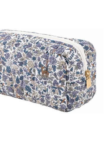 Petite Pochette Flora en coton Forêt bleue