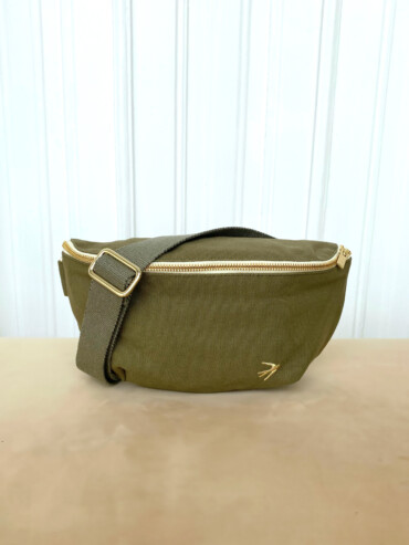 Sac banane en coton vert kaki