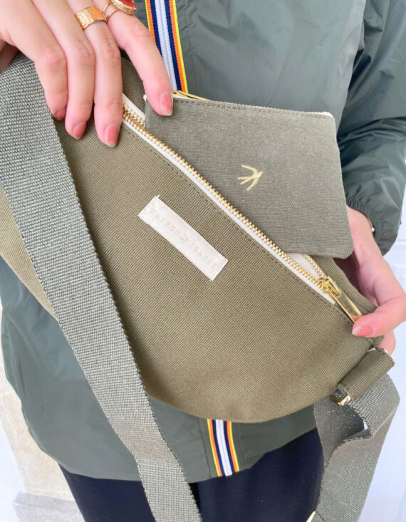 Sac banane en coton vert kaki