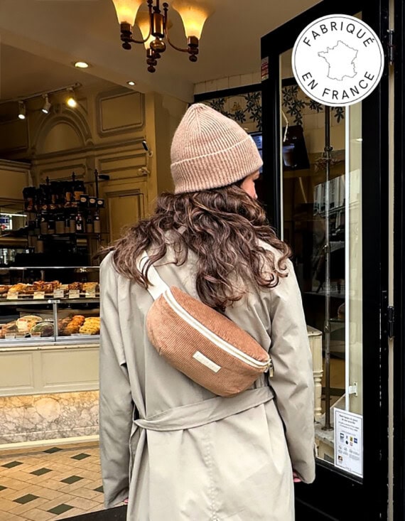 sac banane leo velours beige femme