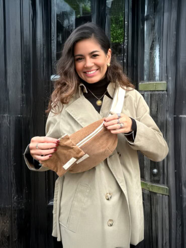 sac banane leo velours beige femme