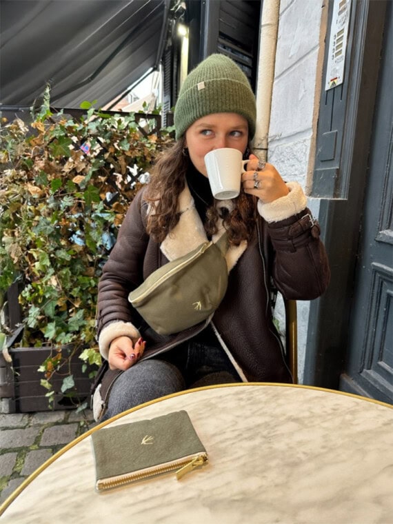 Sac banane en coton vert kaki